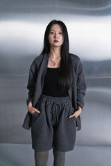 VINTAGE DIA-QUILTING WIDE 1/2 PANTS (Charcoal)
