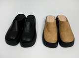 [POINT ITEM] 6CM PLATFORM Y2K SUEDE LEATHER FAUX-LEATHER BLOAFER ミュール ラウンドトゥ スリッパ - 2 COLOR