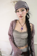 Shirring lace frill top (3color)