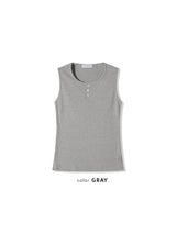 Henley neck sleeveless tee