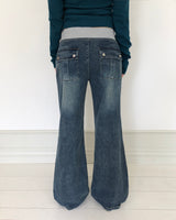 Yunel Contrast Banding Bootcut Denim Pants