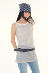 Linen sheer knit onepiece