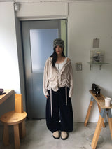 パンチシャーリングラッフルカーディガン (3color)