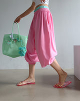 4 color banding harem baggy Aladdin half-length shorts