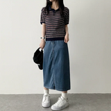 Sundy Charlang クールデニムロングスカート [ショート & ベーシックセレクション] Lyocell Fabric