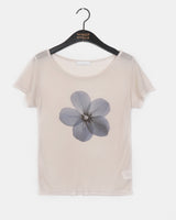 Camen Flower See-Through Short Sleeve T-Shirt