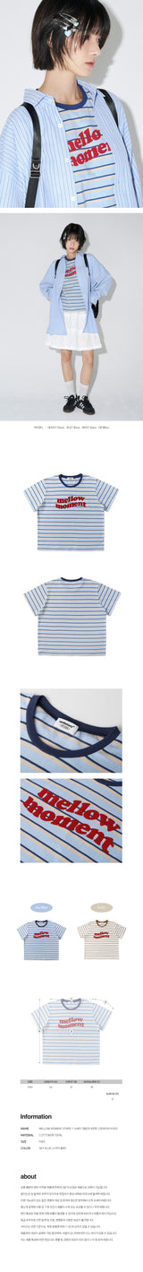 メロウモーメント ストライプTシャツ（SkyBlue)
