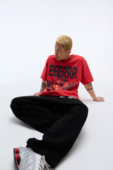 ウィークエンドウォリアーピーポーアートワークTシャツ (レッド)