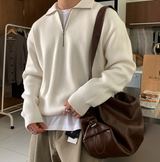 Nade Washable Overfit High Neck Turtle Semi-Zip-Up Knit