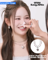 クリアピンクハートビーズネックレス