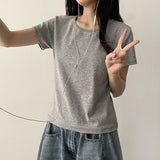 デイリーイェオリフィットベーシックUネックプレインショートスリーブTシャツ