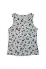 WAFFLE FLOWER SLEEVELESS TOP - GRAY