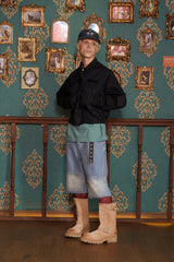 POCKET ARGYLE SHORT JACKET / BLACK