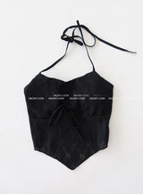 punching padded built-in halterneck blouse