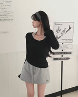 [MADE] Ray, U-neck rib long sleeve T-shirt