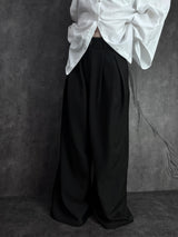 double-pleated long wide slacks