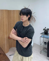 フェレール ヴィンテージ リブド ヘンリーネック ショートスリーブ Tシャツ