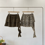 Leopard frill unbalanced skirt