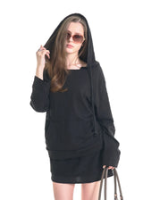 DOUBLE BUTTON HOODIE [BLACK]