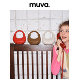 muva.オリジナル ニッチ デザイン ハンドバッグ ビーズ レッド ミニ ムーン ショルダーバッグ