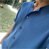  Slag Cooling Hachi Knit Short Sleeve Round Cardigan