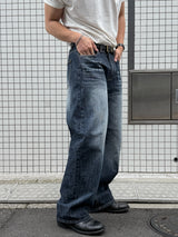 Damage straight denim pants