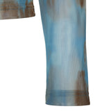 8287 Graffiti Logo Sheer Long Sleeve Turtleneck Top (Blue)