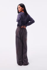 FLEECE SPRAY-DIRT CROSS LINE HEM DRAWSTRING ADJUSTABLE SWEATPANTS