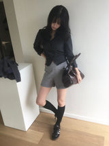 テイルチェックフリルシャツ