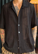 Cotton net collar short sleeve knit 3COLOR