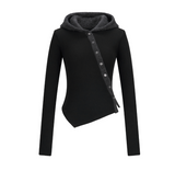 [mnem] Button Fur Hoodie Top