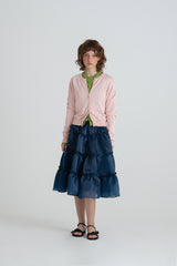 Slim round cardigan_pink