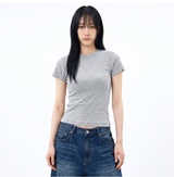 Stretch Cotton Slim Short Sleeve T-shirt Melange
