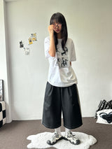 Back Two Pocket Belt Stitch Denim Bermuda Shorts 2color