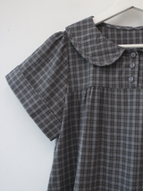 round collar check midi dress 