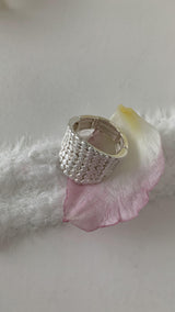 Silver mirror ball ring