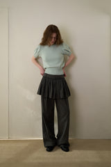 Slim button half knit_mint