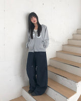 Emdeu Dot Pattern String Strap Wide Cotton Long Pants