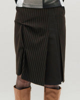 DOZI - Pinched Stripe Skirt _ BLACK