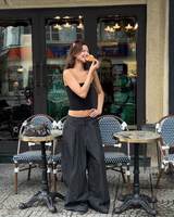 PUSH PUSH PP STRIPES PANTS ストライプワイドパンツ（ブラック）
