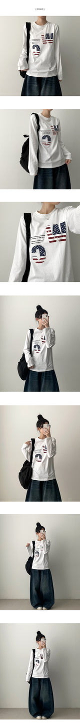 Dunk American Flag レタリング 長袖Tシャツ