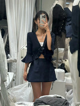 Ruffle Around Tie Up Top - 2 colours