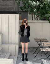 Classic Check Mini Skirt Pants + Belt Set (2color)