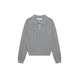 Openwork Collar Wool Knit_Grey