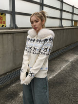 Merrygo Nordic Knit Fur Hoodie (2c)