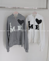 Heart patch oversized-fit hooded zip-up