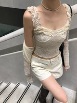 Sugar Dairy Frill Lace Sleeveless Top