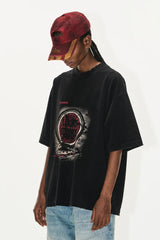 ウォッシュドビンテージプリントコットンTシャツ
