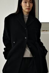 Fuzzy heavy wool coat, Black