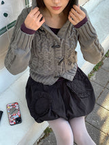 TOGGLE HOOD KNIT CARDIGAN